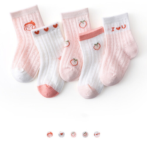 Babystrumpor Set Lätt, Andningsbar, Tecknad Design, 5-pack