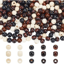 Houten kralen 10 mm, naturel geverfd, 300 stuks, 6 kleuren
