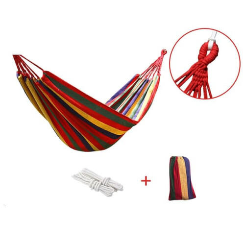 Canvas Hammock Red Striped 260x100 cm 2
