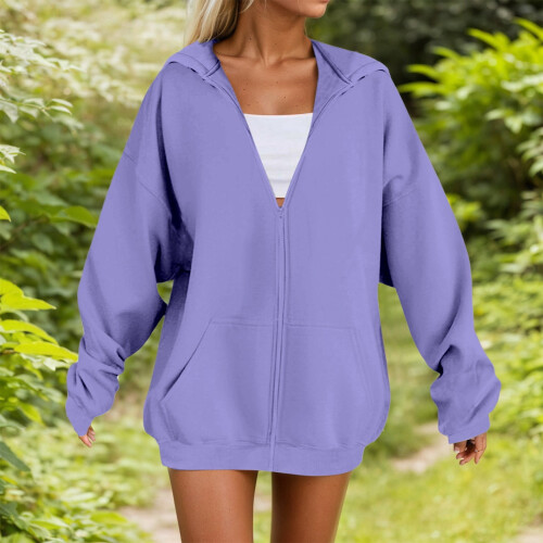 Felpa con cappuccio da donna, morbida, vestibilità ampia, lunga