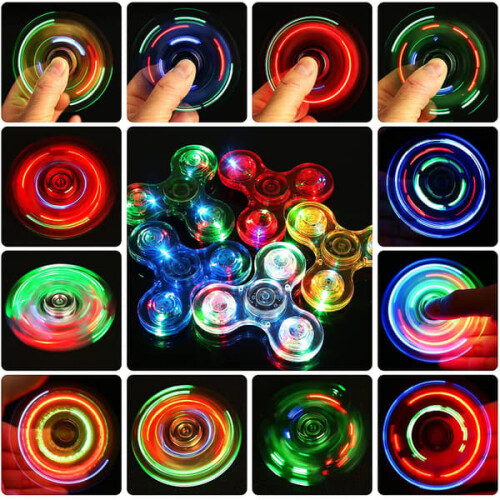 Świecący Fidget Spinner LED - Przezroczysty AA 2
