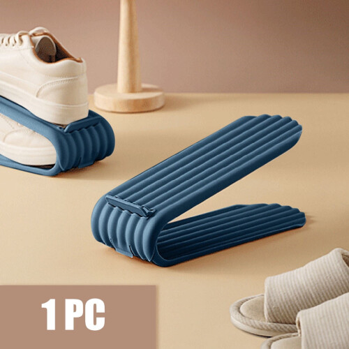 Étagère à chaussures en plastique réglable et compacte à 3 niveaux