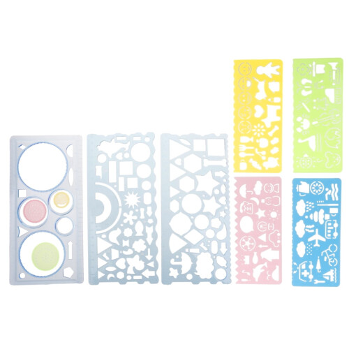 Șabloane de desen geometric, set de rigle din plastic, 7 piese