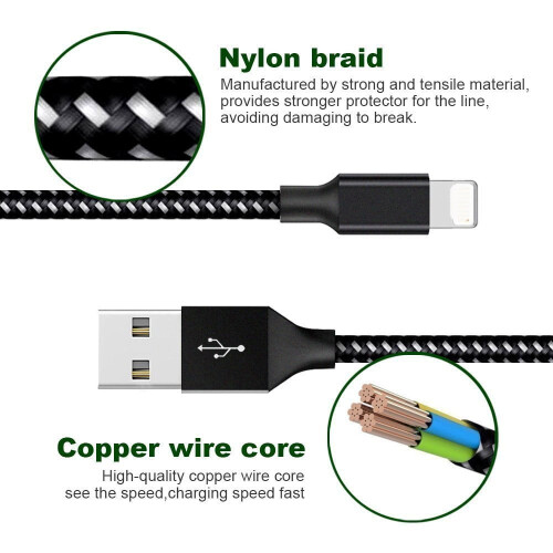 Καλώδιο φορτιστή USB 3FT, πλεγμένο από νάιλον καλώδιο γρήγορης φόρτισης και 1