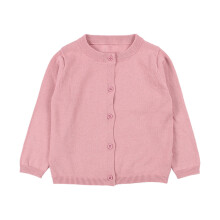 Mädchen-Strickjacke mit langen Ärmeln und Knöpfen, rosa, Größe 5Y