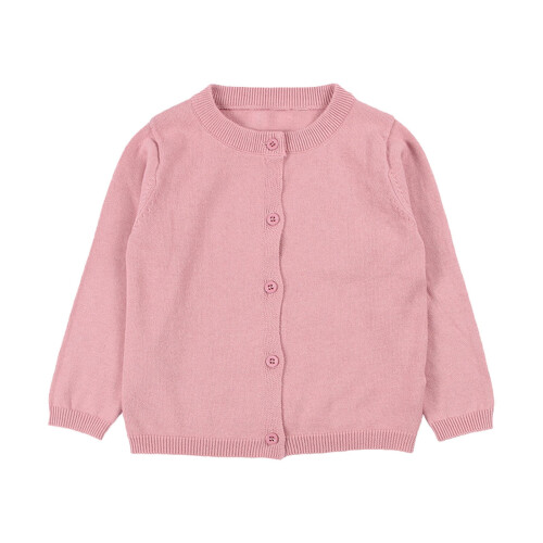 Långärmad kofta med knappar för flickor, rosa, storlek 5Y