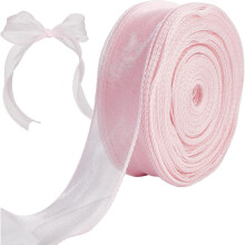 Ruban en mousseline rose à fil métallique, 50 yards, 1,6 pouce