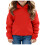 Kids Solid Color Cotton Pullover Hoodie Long Sleeve Red 2