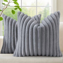 Fodere per cuscini decorativi in pelliccia sintetica, grigie, 22x22 pollici, confezione da 2