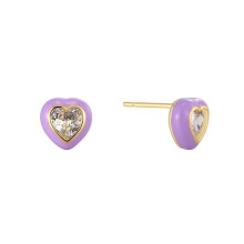 Heart-shaped Zirconia Stud Earrings Purple Women's Wedding