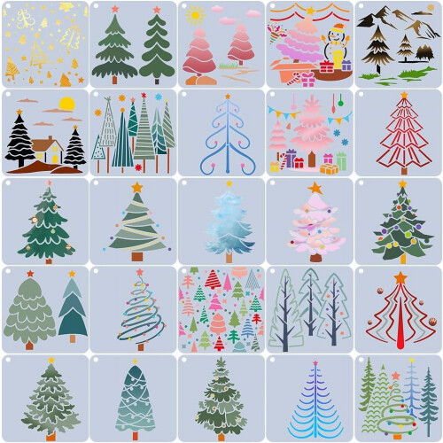 Christmas Tree Stencil Set PET Plastic25pcs102x102x0.4mm