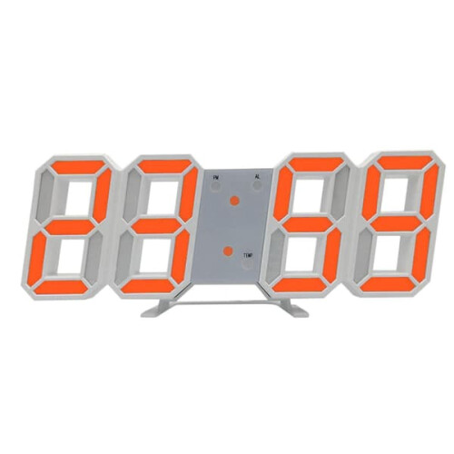 LED wall clock with digital display and night mode orange 2
