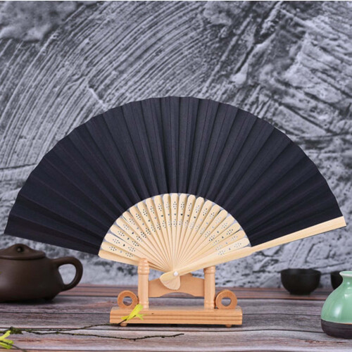 Hand Fan Silk Lace Folding Fan Solid Color