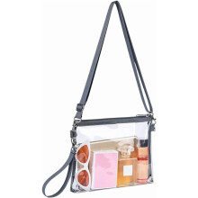 Sac bandoulière transparent en PVC gris 215 x 275 x 2 mm (1 pièce)