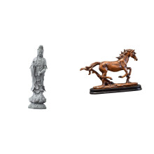 Statue de Guan Yin à cheval en pierre, décoration Feng Shui, 1 pièce