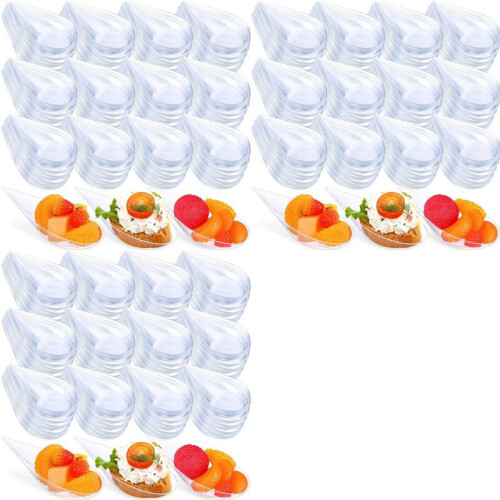300PCS Unbreakable Drop Appetizer Plates Tableware Reusable Plastic Tasting Cup Sauce Dish Ice Cream Cup Caviary A