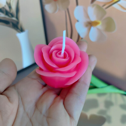 Duftlys med hjerteformet rose, lys rosa