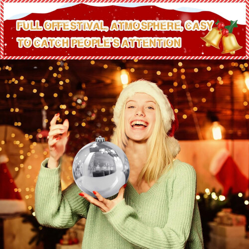 Changmaius plastic Christmas balls silver 4 pcs 5.9 inch 2