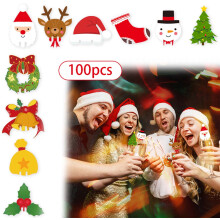 Herbruikbare kerstwijnglasmarkers (100 stuks)