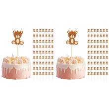 200X Cute Bear Food Picks Cake Dessert Toothpicks Fruit Forks Wedding Birthday Party Baby Shower Decoration Supplies