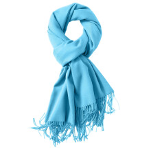 Cachecol feminino macio e liso, grosso e quente, azul celeste.