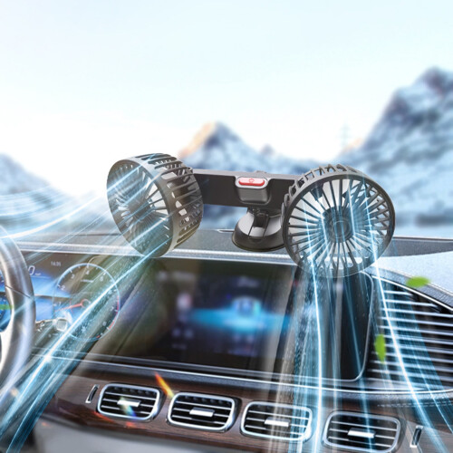 Autodashboardventilator met dubbele kop, 3 snelheden, draagbaar