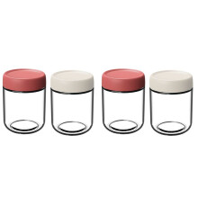 4X Oats Containers with Lids, Glass Jars with Airtight Lids, Wide Mouth Mason Salad Jars, Leak Proof Storage Containers
