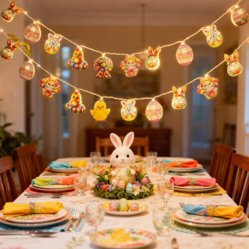 Luci a stringa con coniglietto pasquale, 152 cm (5 piedi), 20 LED multicolore