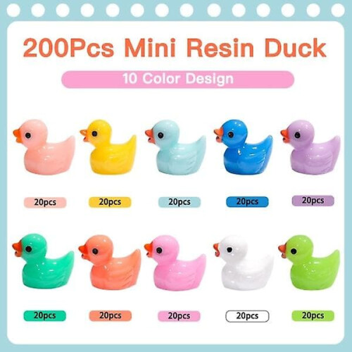 Mini Duck Figurines Resin 200 pcs 10 colors 1