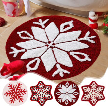 Rond, antislip kerstkleed met sneeuwvlokkenmotief, 60 cm