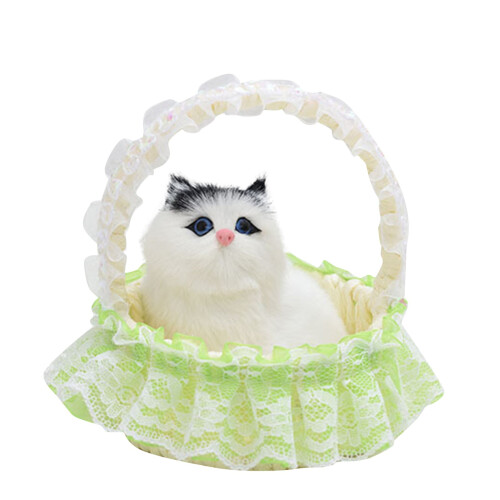Mini kattskoleksak med jamande ljud och sovställning