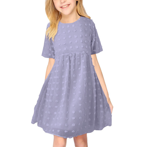 Mädchenkleid in A-Linie mit Blumenmuster und elastischem Bund, kurz