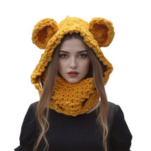 Pletená šatka s krásnym dizajnom medvedích uší, priedušná klobúčik na krk na rybolov na ľade, snowboarding, cosplay kostým