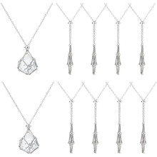 Collana con ciondolo regolabile a gabbia in acciaio inossidabile con pietre preziose.