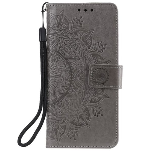Samsung Galaxy A21s mandala wallet case grey 1