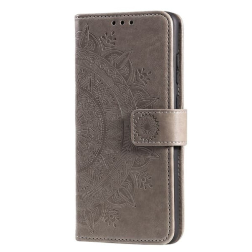 Samsung Galaxy A21s mandala wallet case grey 2