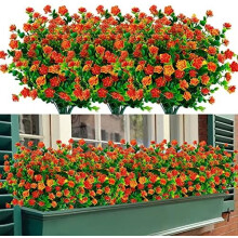 Kunstige blomster UV-resistente 24 bundter orange rød