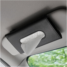 Porte-boîte à mouchoirs de voiture en cuir PU noir, taille standard