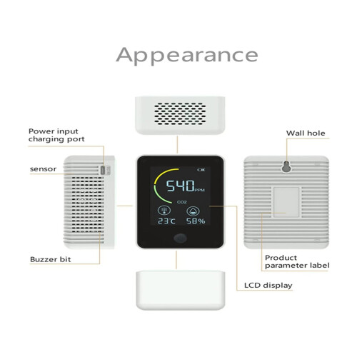 CO2 Meter with LCD Backlight Indoor CO2 Detector 1
