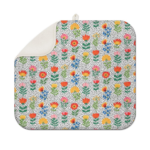 Στρώμα στεγνώματος πιάτων κουζίνας με floral εκτύπωση από μικροΐνες 16x18 ίντσες