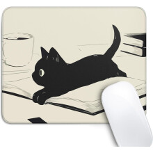 Muismat met zwarte kat, schattig anime-design, 10x8 inch, antislip.