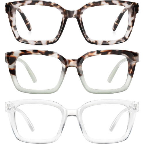 Lesebrille mit Blaulichtfilter, übergroßes quadratisches Gestell
