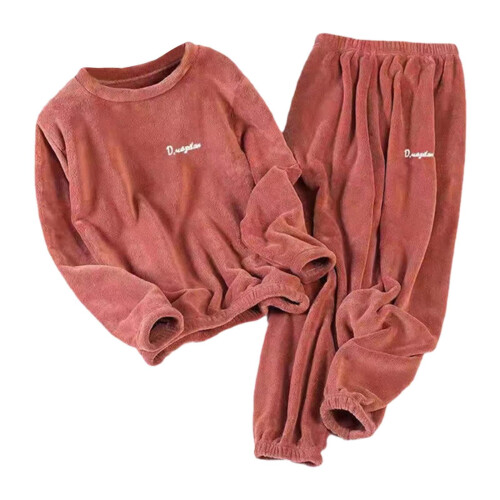 Kvinders koral flannel pyjamassæt plus size