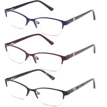 Lesebrille für Damen, Blaulichtfilter, Metallhalbschale