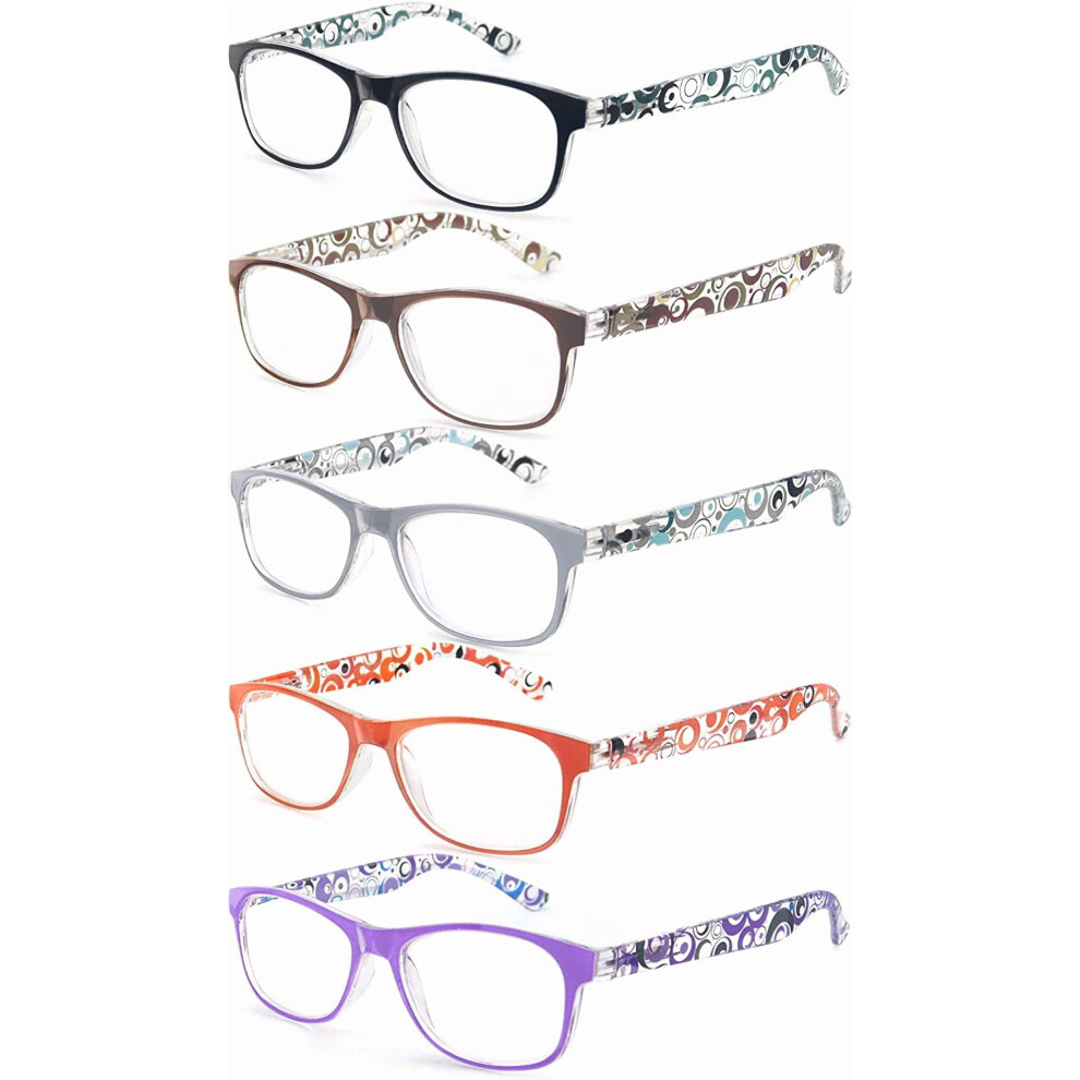 Reading Glasses for Women +2.00 Cateye Style 5 Pack