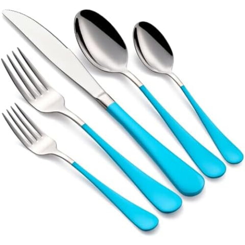 Blue Stainless Steel Flatware Set 18/0 20-Pc