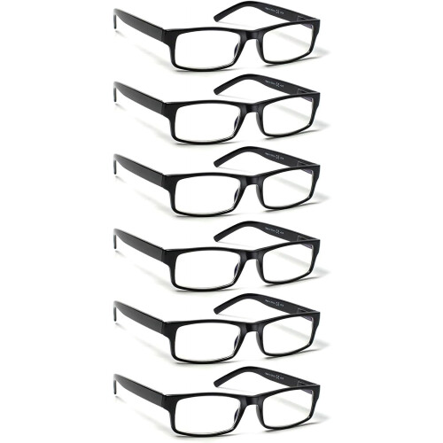 Ochelari de citit rame tradiționale cu balamale cu arc, pachet de 6