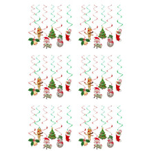 6 Set Christmas Spiral Ceiling Hanging Santa Claus Elk Bell Swirl Banner Christmas Party Home Living Room Decoration