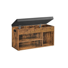 Shoe Bench - Wood - White - 3 Compartments with Storage Seat and Hidden Chest
