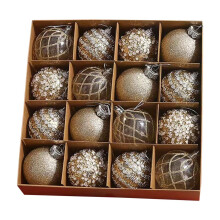 Christmas Ball Ornaments Glitter Pearl Gold 12 Pcs